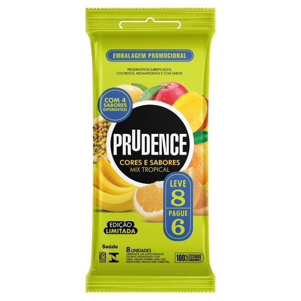 Preservativo Prudence Mix Tropical Lubrificado Sabores Sortidos 8 Unidades
